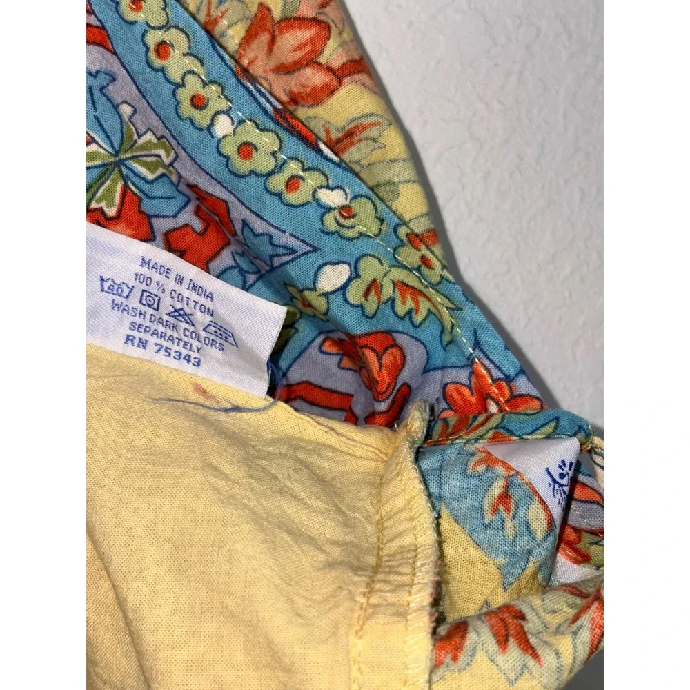 April Cornell Apron One Size Multi Paisley Floral Tiered Ruffle Cotton Excellent